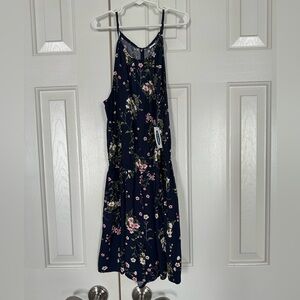 Old Navy Navy Floral Jumpsuit